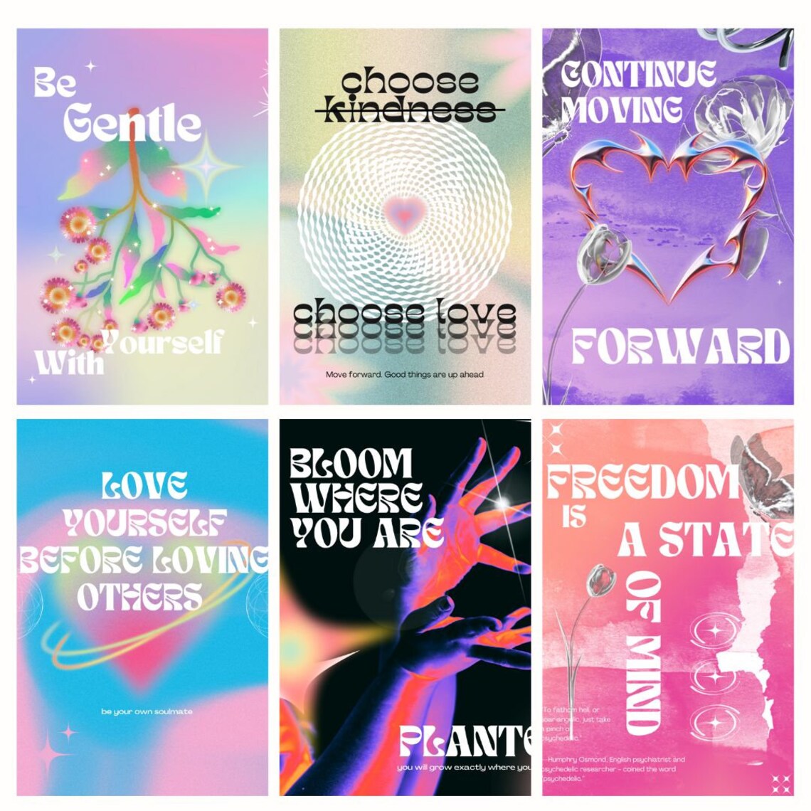 Aesthetic Trippy Wall Art Set of 6 Beautiful and Trendy - Etsy