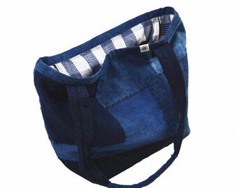 Indigo Union Japanese Handmade Blue Natural Plant Dyed Sashiko Boro Patchwork Unisex Tote Bag