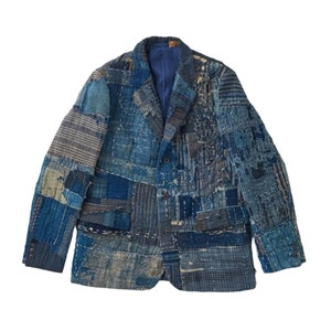 Japanese Fully Handmade Boro Patchwork Blazer Jacket | Blue Cotton Organic Plant Dye | Unique Pattern | Unisex | Tailor Made Available