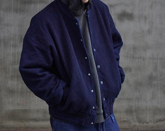 Japanese Indigo Blue Organic Plant Hand Dyed Basic Baseball Jacket | Unisex