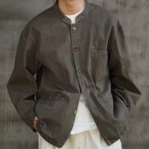 Japanese Brown Organic Plant Dye Oversized Worker Jacket | Men’s Coat | Unisex