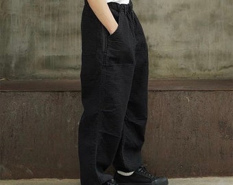 Japanese Black Kendo Sashiko Vintage Style Pants | Oversized | Men’s Worker Trousers