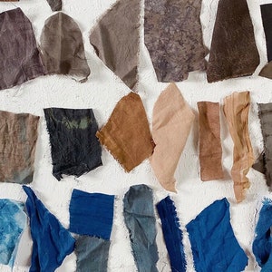 Japanische Scraps Remnants Patches Paket Bio Pflanzenfarbe Mehrfarbig Set von 15-20 Baumwolle Leinen Stoffreste Basteln Keine Verschwendung Bild 1