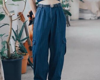 Japanische Damen-Denim-Arbeiterhose | Baumwolle | Retro-Stil