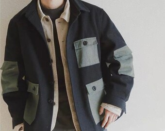 Japanese Black Kendo Hand-Stitched Patchwork Worker Jacket | Unisex | Multi Pockets | Tailor Made Available