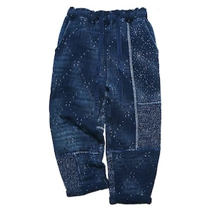 Indigo Blue Organic Plant Dye Hand Embroidered Sashiko Pants | Stars Pattern Trousers | Indigo Dye