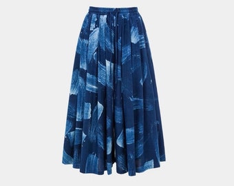 Japanische Indigo Blue Men's Oversized Culottes | Traditionelles Bio-Indigo-Färbeverfahren | Falten