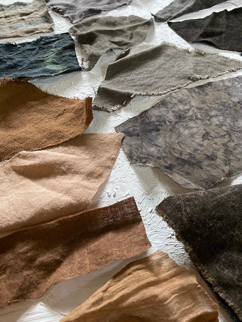 Japanische Scraps Remnants Patches Paket Bio Pflanzenfarbe Mehrfarbig Set von 15-20 Baumwolle Leinen Stoffreste Basteln Keine Verschwendung Bild 5