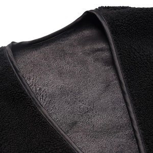 Japanese Indigo Union Black Wool Polyester Blended Handmade Unisex Reversible French Coat Fleece Jacket image 7