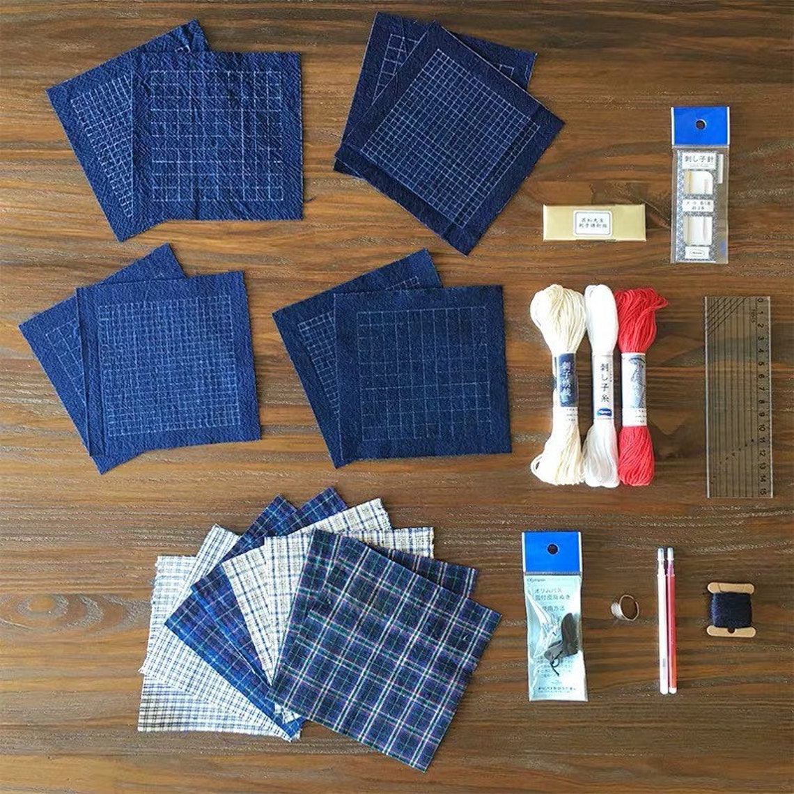 Sashiko Stitch DIY Kit 1 Beginner Sashiko Embroidery Etsy