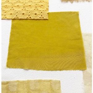 Japanese Scraps Remnants Patches Package Organic Plant Dye Yellow Set of 11-18 Cotton Linen Fabric Scraps DIY Zero Waste image 5