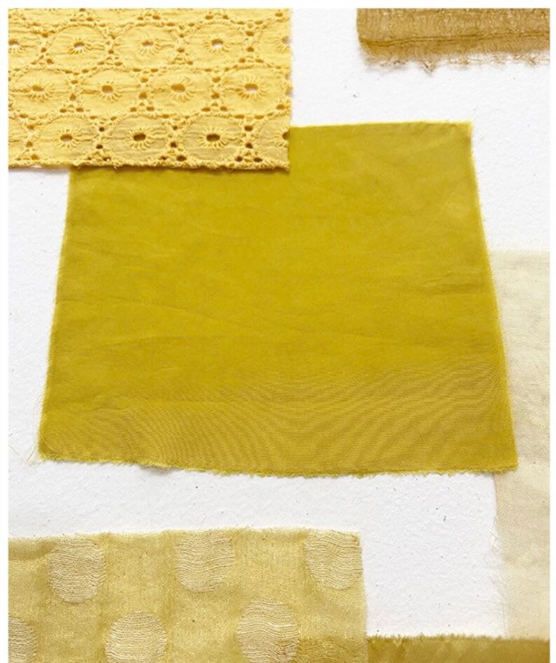 Japanese Scraps Remnants Patches Package Organic Plant Dye Yellow Set of 11-18 Cotton Linen Fabric Scraps DIY Zero Waste image 5