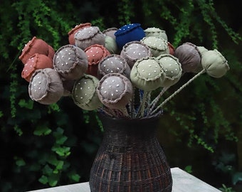 Fiori di loto finti artificiali coloranti vegetali organici / Sashiko ricamato a mano / Tintura indaco / Tintura di fango / Decorazione per la casa / Idee regalo / 4 colori