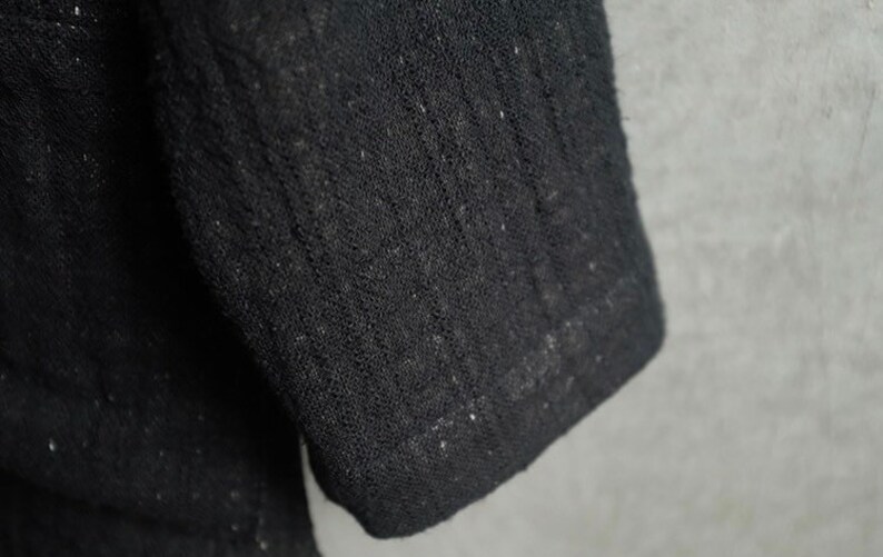 Indigo Union Handmade Black Cotton Linen Unisex Japanese Traditional Minimal Kimono Noragi Hanten Jacket