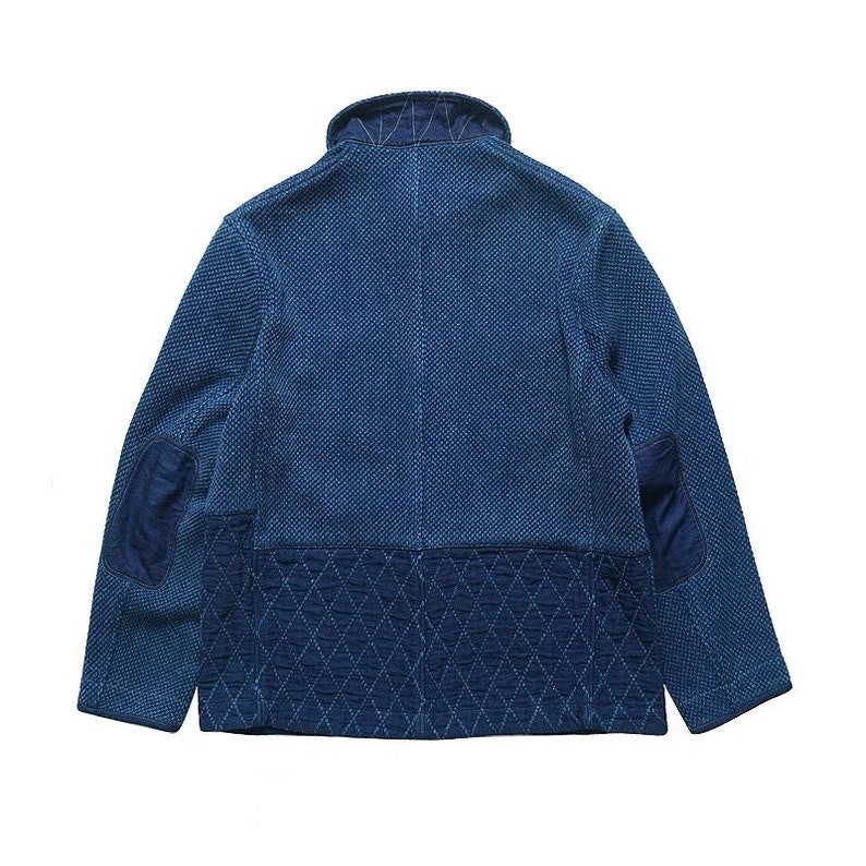 Japanese Indigo Blue Organic Plant Hand Dyed & Stitched Sashiko French Worker Coat 4 Pockets Kendo Jacket Unisex Limited Edition image 3