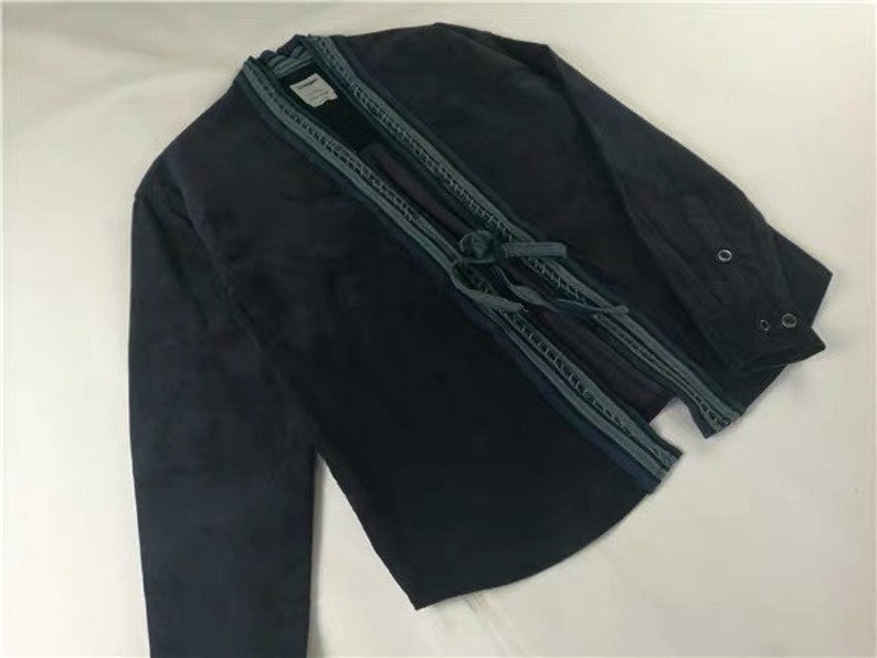 Indigo Union Handmade Corduroy Dyed Fabrics Unisex Japanese Traditional Kimono Noragi Shirt 2 colors