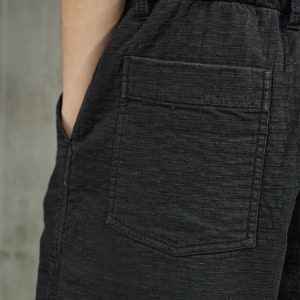 Japanese Black Kendo Sashiko Vintage Style Pants Oversized Mens Worker Trousers image 10
