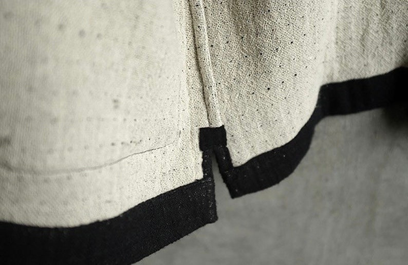Indigo Union Handmade Black Cotton Linen Unisex Japanese Traditional Minimal Kimono Noragi Hanten Jacket