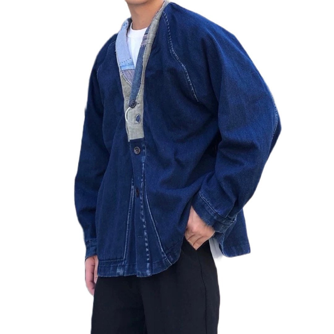 Japanese Blue Denim Patchwork Boro Kimono Noragi Hanten Haori - Etsy