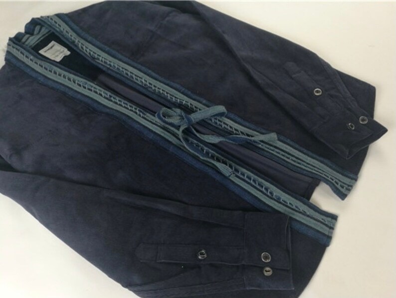Indigo Union Handmade Corduroy Dyed Fabrics Unisex Japanese Traditional Kimono Noragi Shirt 2 colors