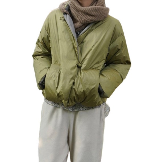 Indigo Union Japanese Green Goose Down Women Traditional Haori