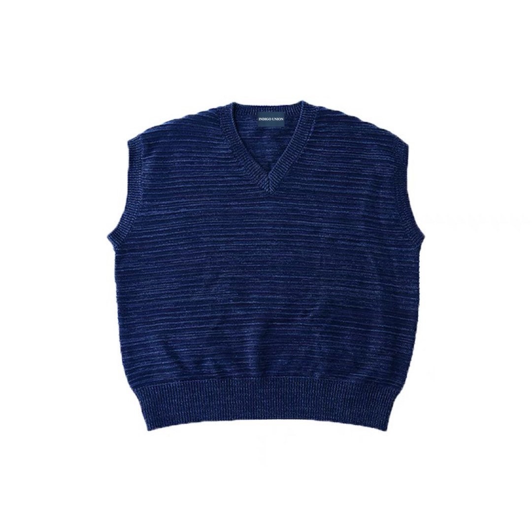 Japanese Indigo Union Natural Blue Handmade V-neck Knit - Etsy