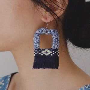 Japanese Indigo Blue Organic Plant Dye Women’s Earrings | Gift | 925 Silver