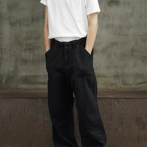 Japanese Black Kendo Sashiko Vintage Style Pants Oversized Mens Worker Trousers image 5