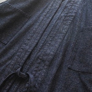 Japanese Haori Flex Fabric Kimono Noragi 3/4 Sleeve Hanten Jacket Tie ...