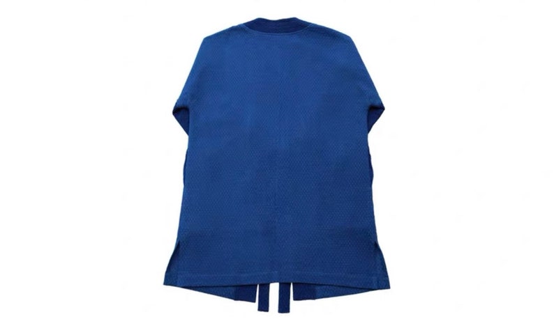 Personalised Blue Experiment Japanese Plant Dyed Handmade Unisex Japanese Kimono Noragi Patchwork Long Tie Font Jacket