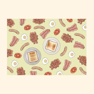 Café da Manhã Inglês | Cartão A6 | Feito sob encomenda