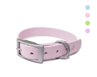 Collier pour chien imperméable réglable (lys violet) mignon, durable, mélange personnalisé assorti - PVC