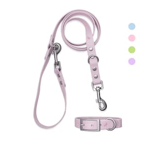 LIMITED SUPPLY Waterproof Dog Collar and Leash Set | Purple |Adjustable | Trendy + Durable + Cute + Strong | PVC | small only