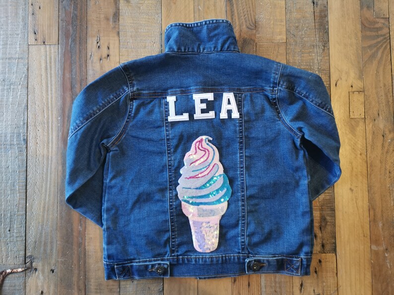 Kids Denim Jacket Ice Cream Sequin