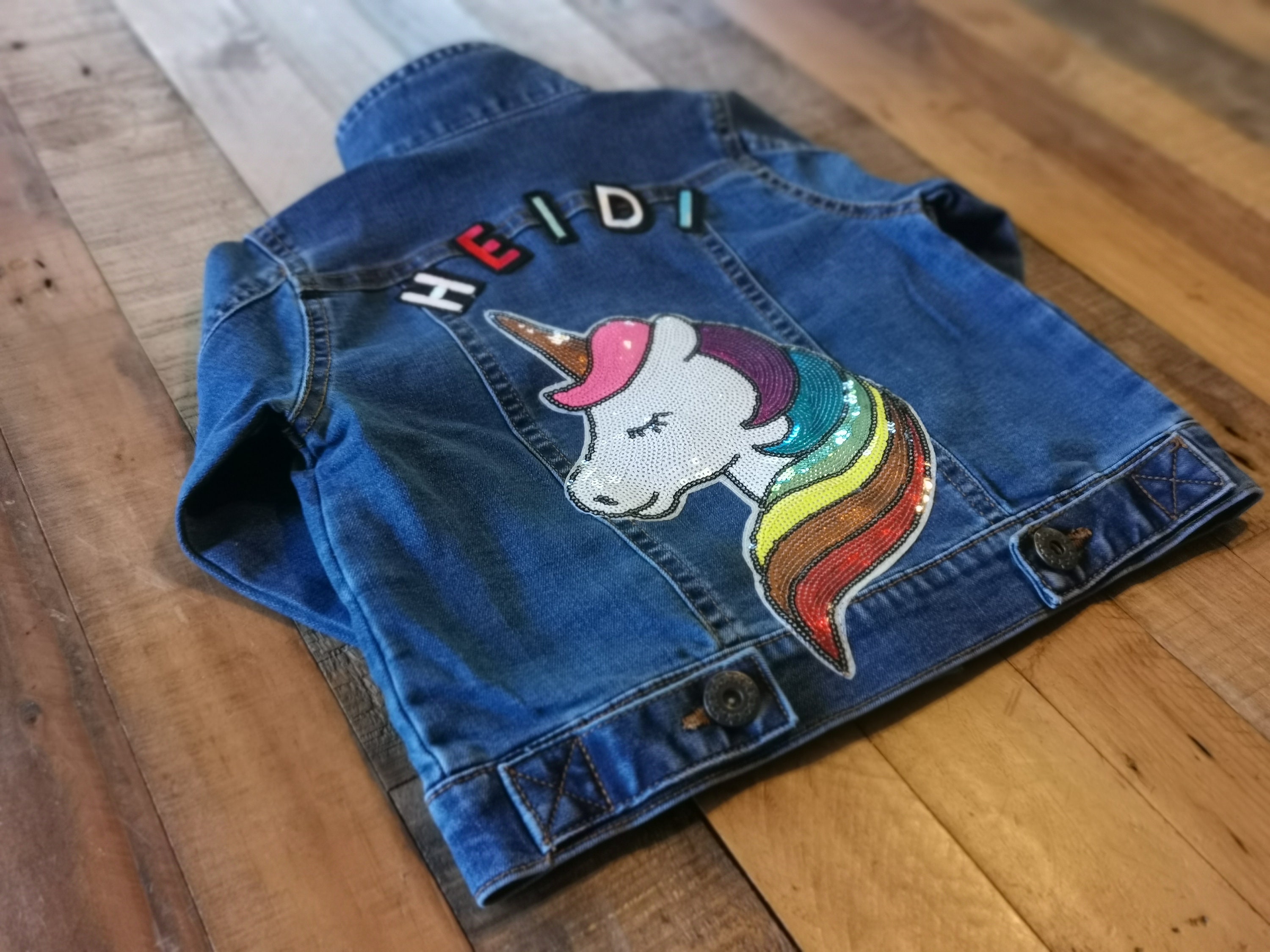 Unicorn Personalised Kids Denim Jacket | Etsy