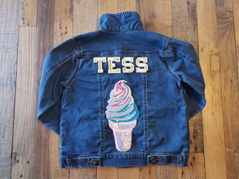 Kids Denim Jacket Ice Cream Sequin