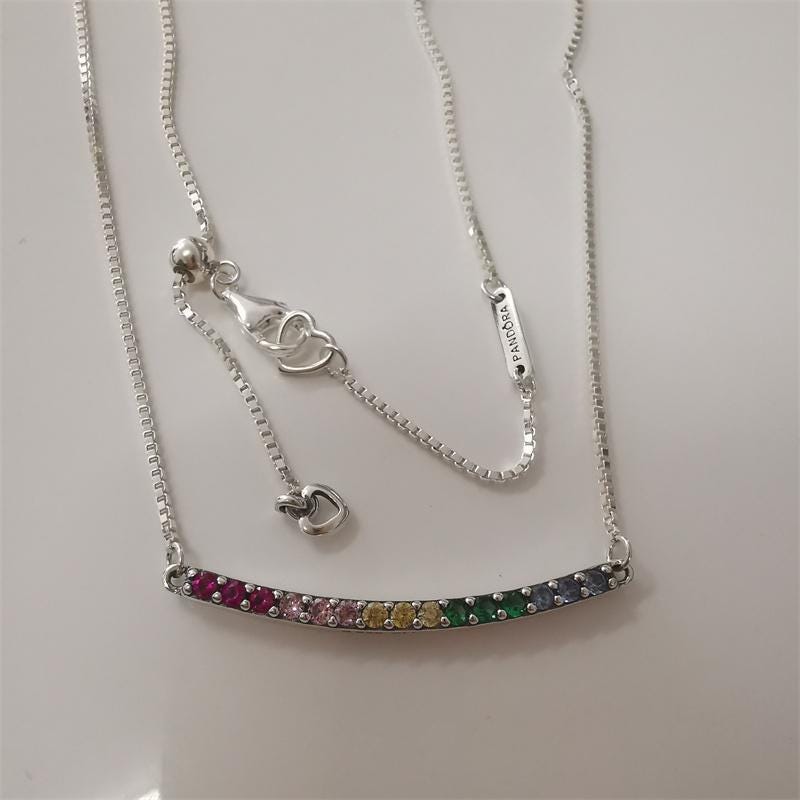 Pandora Rainbow Arcs of Love Necklace 50cm S925 ALE Etsy UK