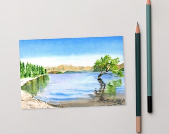 Wanaka Lake - Postcard - Print - Watercolour - Painting - Card - New Zealand - Memories