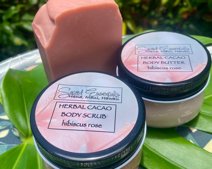 Featured listing image: Monthly Special: FREE Hibiscus Rose Farmcrafted Cacao Soap with Purchase of Herbal Cacao Body Butter & Scrub! FREE Shipping Available!