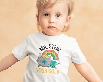 Cute St Patricks Shirts - Steal Your Gold | Toddler St Pattys Shirt | Kids St Paddys Day T-Shirt | Baby Lucky Charm Onesie