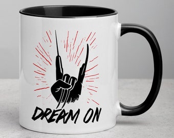 Dream On Freddy Krueger Coffee Mug / Regalo di Halloween / Regalo autunnale / Tazza motivazionale / Tazza da caffè di Halloween