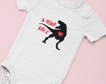 Camicie di San Valentino di dinosauro carino / Camicia di San Valentino Dino / Camicia cuore carino per bambini / Baby Boy Onesie / T-shirt Cuore per bambini