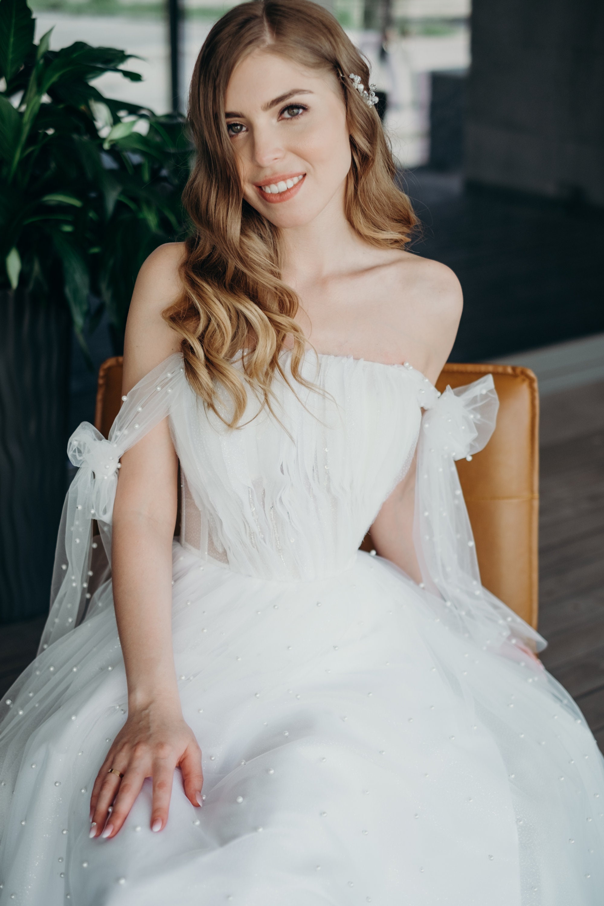 Glitter Corset Wedding Dress with bows / Glitter and pearl Etsy