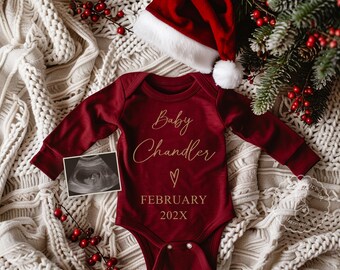 Christmas Pregnancy Announcement Digital, Editable Social Media Template, Pregnancy Gender Reveal Neutral