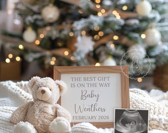 Winter Christmas Pregnancy Announcement Digital, Editable Social Media Template, Pregnancy Gender Reveal Neutral, Our Greatest Gift