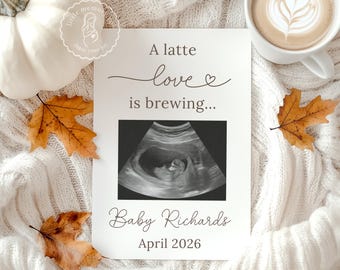 Coffee Fall Pregnancy Announcement Digital, Editable Social Media Template, Pregnancy Gender Reveal, Thanksgiving Announcement,