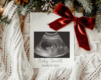 Christmas Pregnancy Announcement Digital, Editable Social Media Template, Pregnancy Gender Reveal Neutral