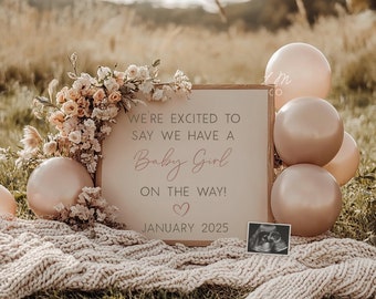 It's a Girl Pregnancy Announcement Digital, Little Sister Announcement, Editable Social Media Template, Pregnancy Gender Reveal, Baby Girl