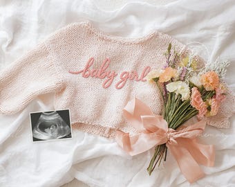 It's a Girl Pregnancy Announcement Digital, Spring Announcement, Editable Social Media Template, Gender Reveal
