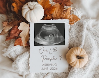 Fall Pregnancy Announcement Digital, Pumpkins, Editable Social Media Template, Pregnancy Gender Reveal, Thanksgiving Announcement, Neutral